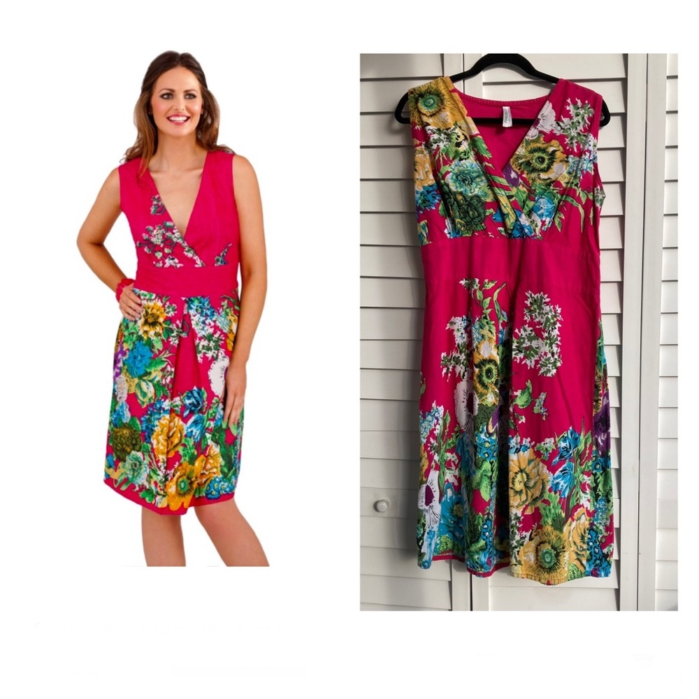 pistachio Dress floral Cotton Summer Beach Vacation Vintage Style Size: M-L